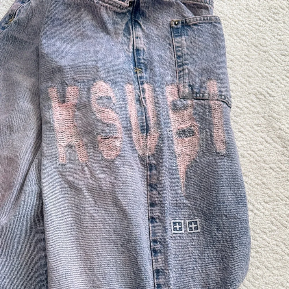 Ksubi Relaxed Wide Leg Jeans in Faded Blue Sz 32